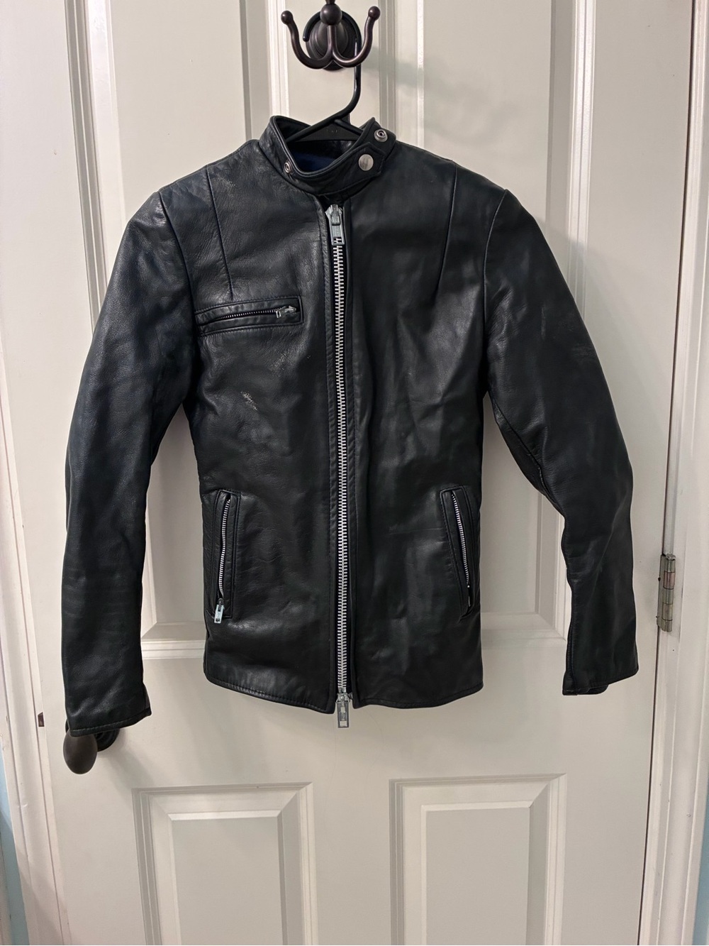 Brimaco Vintage Black Leather Café Racer / Moto Racer Jacket